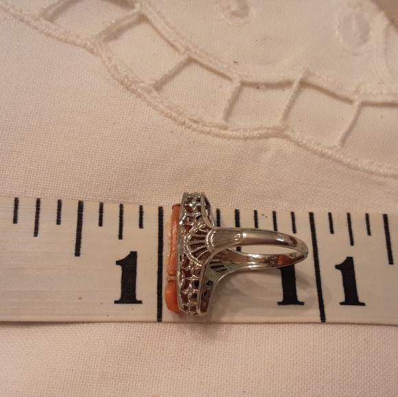 ANTIQUE 14K SOLID GOLD, FILLGREE CAMEO RING, SIZE 3 1/4 - Picture 11 of 16